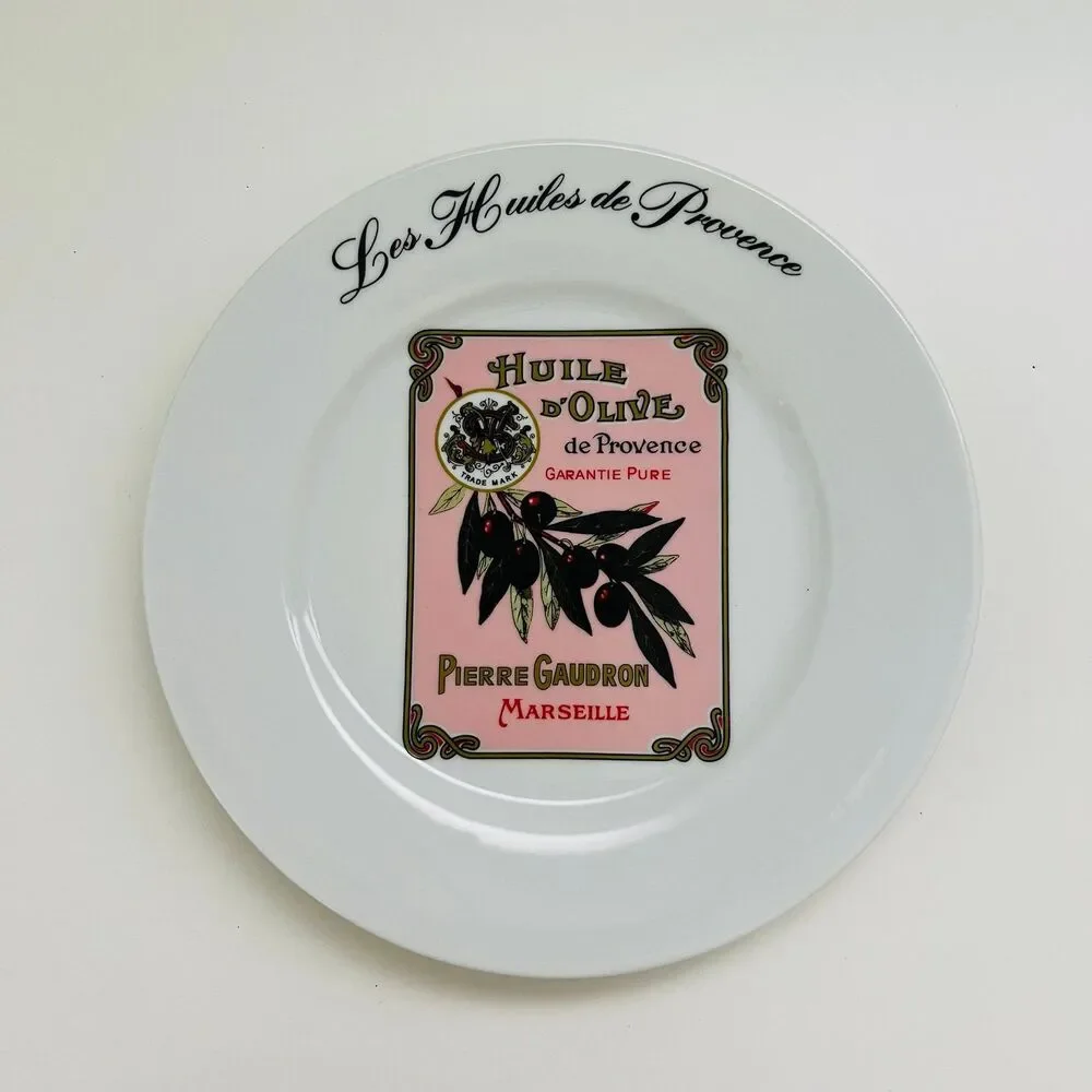 KISS THAT FROG Huiles de Provence Pierre Gaudron Oil Label Salad Dessert Plate